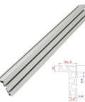 Heavy Duty Aluminum T Track Slot System With Fast Slide Miter Bar Jig That Glides Like Silk On Table Saw Router Table, showing metal rail and profile design.