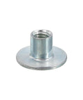 Rock Solid M5 T Nuts 24 Pack Carbon Steel Tee Nuts With Round Base for quick welding, showing zinc plated finish and threaded center.