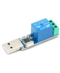 USB Serial Port Relay Module With Overcurrent Protection And Intelligent Command Control For Smart Home Automation Plug And Play Relay Switch Durable Lightweight blue PCB with USB plug and screw terminals
