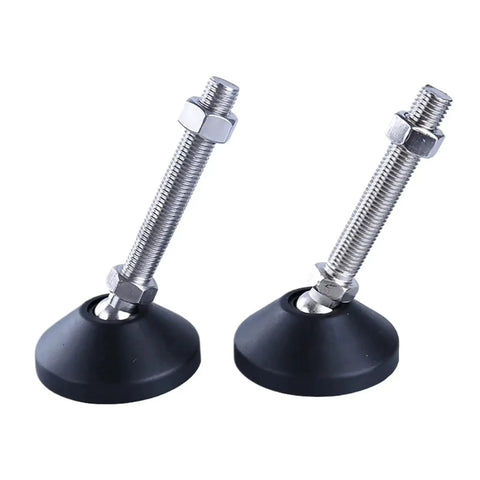Heavy Duty Adjustable Chair Leg Floor Protectors 10 Pack M8 Threaded Nylon Glides with rubber feet and metal screws.