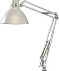 Industrial Workhorse Task Light With 45 Inch Powder Coated Arm And Edge Clamp White Finish 23W CFL Lamp side view