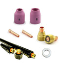 TIG Welding Torch Accessory Kit With Gas Lens, Ceramic Cup, Gasket, Back Cap, And 3/32 Collets For 9, 20, 25 Series TIG Torches