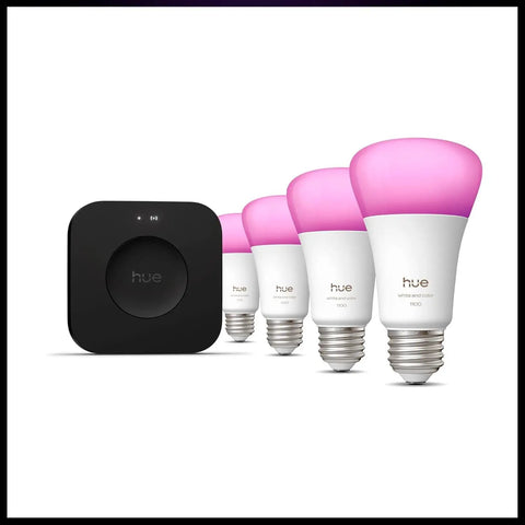 Smart Home Starter Kit With Bridge Pro And Four A19 And E26 Smart Bulbs, White To Color Ambiance, Dimmable, Smart Light Hub