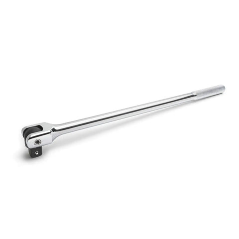 27 Inch 1 Inch Drive Flex Head Breaker Bar With Pin Detent And Ergonomic Grip For Socket Tools, Heavy Duty Pro Grade Tool With Long Reach