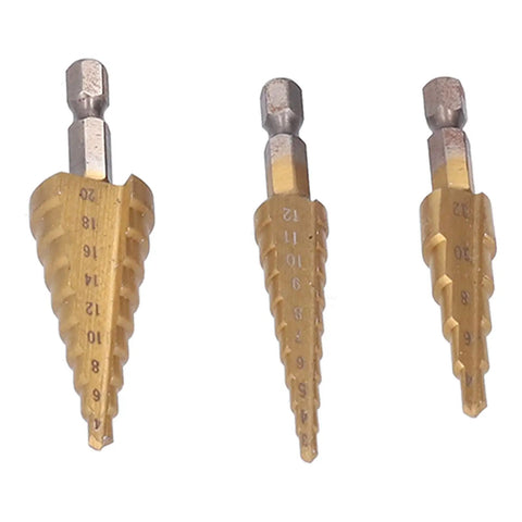 Three cobalt step drill bits for Double Head Nibbler Cutter With Cobalt Step Drill Bits, Aluminum Alloy Metal Cutting Attachment For Electric Drill