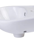 Porcelain Wall Mount Basin With Overflow For Small Bathrooms White Ceramic Sink Compact Fifteen And A Quarter Inches Wide