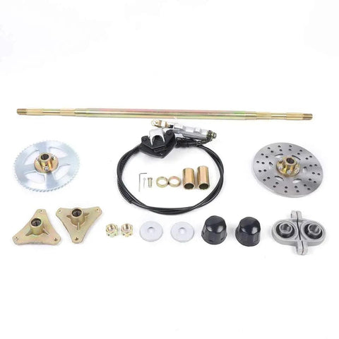 Rear Axle Kit With Brake Assembly For Go Kart, 740mm Axle, 58T Sprocket, 160mm Discs, Master Cylinder And Caliper, DIY Ready