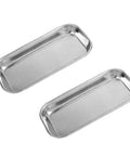 Straight Up Stainless Steel Lab Tray For Medical Gear And Surgical Tools Built Like A Tank With Rust Proof Coating and Safe Rolled Edges For Kitchen Or Industrial Jobs, pack of 2, 22.5 x 11.5 cm.