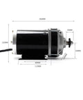 Badass 500W And 800W Brushed DC Motor Paired With A Slick Permanent Magnet Gearbox Spinning At 500RPM, showing dimensions and details.
