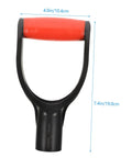 Two Hand Shovel Handle Replacement Grip For Garden And Household Use, red plastic grip, easy to match, durable, dimensions shown