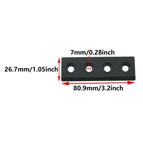 Premium Barn Door Track Splicing Connector 80x27mm carbon steel black, 4-hole plate for sliding systems and frames