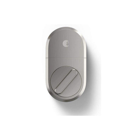 Smart Lock Upgrade With Wi Fi Bridge And Alexa Compatibility Satin Nickel Finish Keyless Home Entry From Anywhere Hands Free Access No Key Needed Auto Lock Remote Control For Peace Of Mind, showing satin nickel finish, front view.