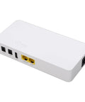 Reliable Pocket Sized Ups Battery Backup Packin 8800 Mah Rechargeable Juice And Poe 24 Volt Dc Output To Keep Your Router Modem And Security Cams Running Smooth Through Any Grid Blackout in white with multiple voltage ports.