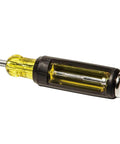Demolition And Phillips Screwdriver Set With Plated Strike Cap And Heat Treated Blades, clear handle showing metal shaft.