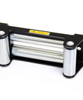 10 Inch 9500 To 12000 Lbs 4 Way Roller Steel Fairlead For UTV ATV Winch Accessory, Heavy Duty Powder Coated Bracket, 254mm Hole Spacing, Galvanized Hardware, CE Certified. black steel 4-way roller fairlead with silver rollers for winch rope
