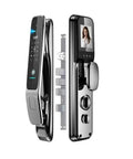 Solid Game Changer Smart Lock Featuring Slick 3D Face And Fingerprint Unlocking Through Built In WiFi For Automatic Door Deadbolts sleek design with digital keypad and facial recognition screen.