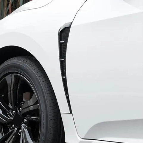 Tesla Cybertruck Side Fender Vent Trim Rocking A Slick Carbon Fiber Peel And Stick Exterior Accent Kit For Clean Street Style Upgrades And Super Fast No Mess Install on white vehicle fender