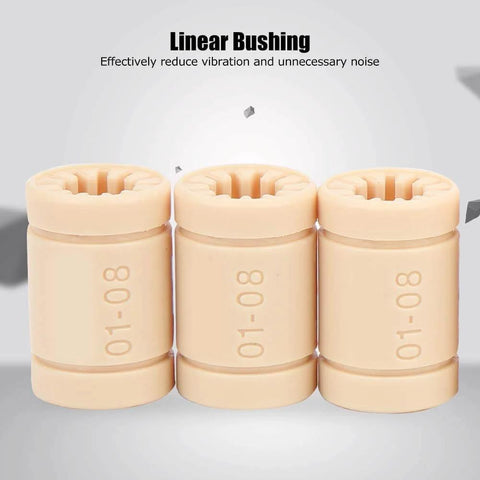 LM8UU Bearing Plastic Linear Bushing Set For 3D Printers, 10 Pieces, 8mm ID 16mm OD, Vibration Dampening Without Lubricant, view of bushings