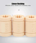 Three beige linear bushings marked 01-08 for 3D printers, part of 10Pcs LM8UU Bearing Plastic Linear Bushing Set For 3D Printers Dope Solid Polymer Replacement Parts RJMP Compatible For Smooth Quiet High Precision Motion And Easy Installation