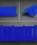 Built Tough 10 Pack Blue V Shaped Corner Protectors Heavy Duty Wide Wing Edge Guards 8X8X24 Inch HDPE from multiple angles.