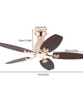 ALSKXaxna Ceiling Fan with Lights and Timer 5 Blades Modern Chandelier 45W top view with dimensions shown