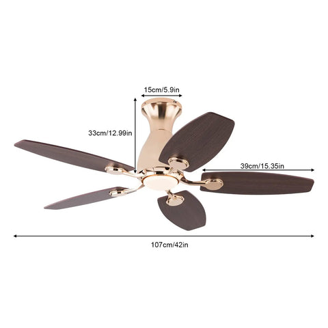 ALSKXaxna Ceiling Fan with Lights and Timer 5 Blades Modern Chandelier 45W top view with dimensions shown