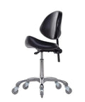 Ergonomic Saddle Stool With Back Support, Adjustable Height 20 To 29.5 Inches, Ideal For Medical Clinics, Black
