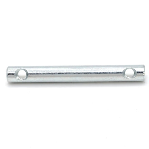 Heavy Duty Zinc Plated Cross Dowel Barrel Nuts Compatible With Ikea 121214 Furniture Hardware Built Tough Double Assembly Joiners Fits Like A Champ For Beds And Tables Set Of Two - Close-up of a single barrel nut with holes.