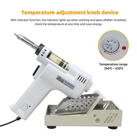 Desoldering Gun S-993A 110V 100W Vacuum Solder Sucker For Lead Free PCBs, Fast Heat Up 350-450 C, 1.0mm Nozzle in stand