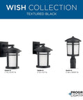 Wish Collection 1 Light Etched White Linen Glass Craftsman Outdoor Medium Wall Lantern With Dope Textured Black Finish