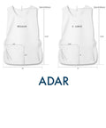 Heavy Duty Cobbler Apron Set Of Six With Deep Front Pockets And Adjustable Waist For Nurses Crafters And Mechanics Works Like A Champ Built Tough For The Daily Grind In Sharp Silver Gray size chart showing Regular and X-Large dimensions.