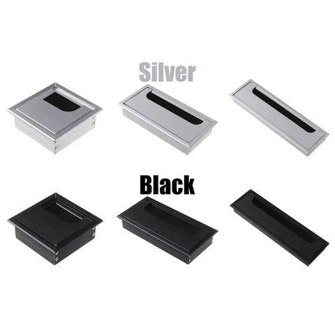 Slick Aluminum Desk Cable Grommets Kit For 10pcs Wire Hole Covers With Brush To Stop Cord Fray And Keep Your Setup Clean And Organized Like A Boss silver and black desk inserts