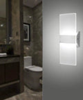 12W LED Wall Sconce Pack Up And Down Lighting 6000K Cool White Indoor Acrylic Fixture in bathroom setting