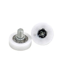 10 Pack Drawer Bearing Wheels Set for Cabinets and Furniture M6x26x7mm, white roller with metal screw detail.