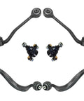 Premium 6 Piece Suspension Kit Featuring Front And Rear Lower Control Arms Plus Top Shelf Ball Joints For 2000 To 2006 Bmw X5, showing durable control arms and ball joints.