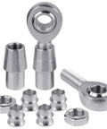 Heavy Duty 3/4 Inch Heim Joint Rod End Kit Featuring Triple Acme Right And Left Threads Swings Into Place Like No Sweat Includes Machined Spacer Engineered For Aggressive Suspension Mods And Steering Fixes, shown from a top angle with steel housing and sleeve components.