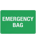 Emergency First Aid Sign For Outdoor Use 8 By 12 Inch Wall Decor, green plaque with 'EMERGENCY BAG' in bold white letters for visibility.