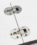 Two Piece 90 Degree Adjustable Concealed Cabinet Door Hinge Set For Table Drop Down And Flush Mount Zinc Alloy Construction