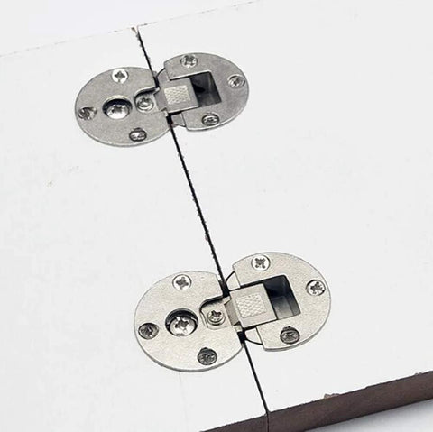 Two Piece 90 Degree Adjustable Concealed Cabinet Door Hinge Set For Table Drop Down And Flush Mount Zinc Alloy Construction
