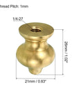 1/4-27 Brass Lamp Finial Ball Cap Knob with dimensions 21x26mm, showing thread and material details