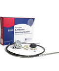 No Feedback Rotary Steering Kit With Single Cable For Boats, 18ft, SS14718, 4.2 Turns From Lock To Lock, Three Quarters Inch Tapered Shaft, Stainless Steel Cable Ends, Built Tough Marine Steering System package and components