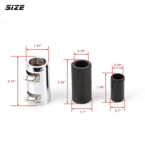 iRKY 44-inch stainless heater hose kit: chrome metal fitting with clamps and two black rubber hoses
