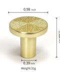 Six Pack Engraved Boss Grade Brushed Brass Kitchen Cabinet Knobs One Inch Round Solid Dresser Drawer Pulls Satin Gold
