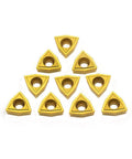 Pack of 10 WCMT2.52 55 Degree Diamond Carbide Turning Inserts for CNC Lathe and Indexable Tool Holders, arranged against a white background.