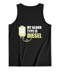 Rock This Killer Fit With Our Hella Comfy Mens Cotton Tank Top Featuring The Dope Mechanic Graphic That Says Blood Type Is Diesel