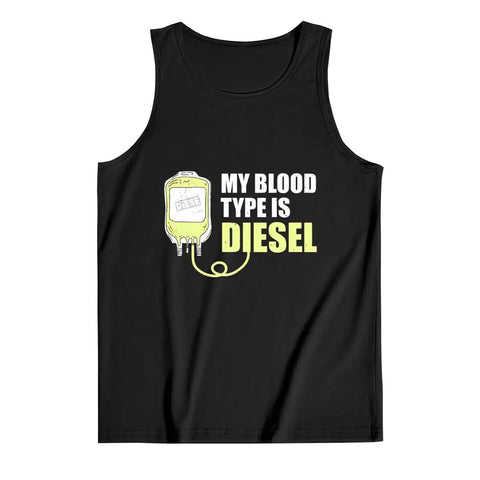 Rock This Killer Fit With Our Hella Comfy Mens Cotton Tank Top Featuring The Dope Mechanic Graphic That Says Blood Type Is Diesel