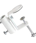 Heavy Duty Patio Umbrella Clamp In Rustproof Steel With 360 Degree Rotation Railing Holder For Balcony Fence Bleachers And Outdoor Deck Easy Install And Secure Grip in white with adjustable screws