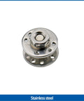 360 Degree Hidden Rotation Adjustable Torque Gate Hinge One Piece Two Newton Meters Beefy Heavy Duty 304 Stainless Steel Buffed Finish Gate Hinge For Secure Doors And Gates, close-up view.