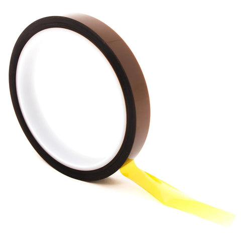 Workhorse Low Static Kapton Tape 1 Mil Film Plus 1 Mil Adhesive, amber roll, 0.25 inch wide, 36 yards, polyimide film with silicone adhesive