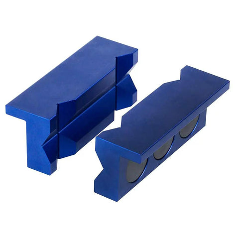 Aluminum 4 Inch Vise Jaw Protective Inserts With Magnetic Back Blue For Easy Pro Grade No Scratch Handling Of Aluminum Fittings During Assembly And Preventing Scarring On Vices